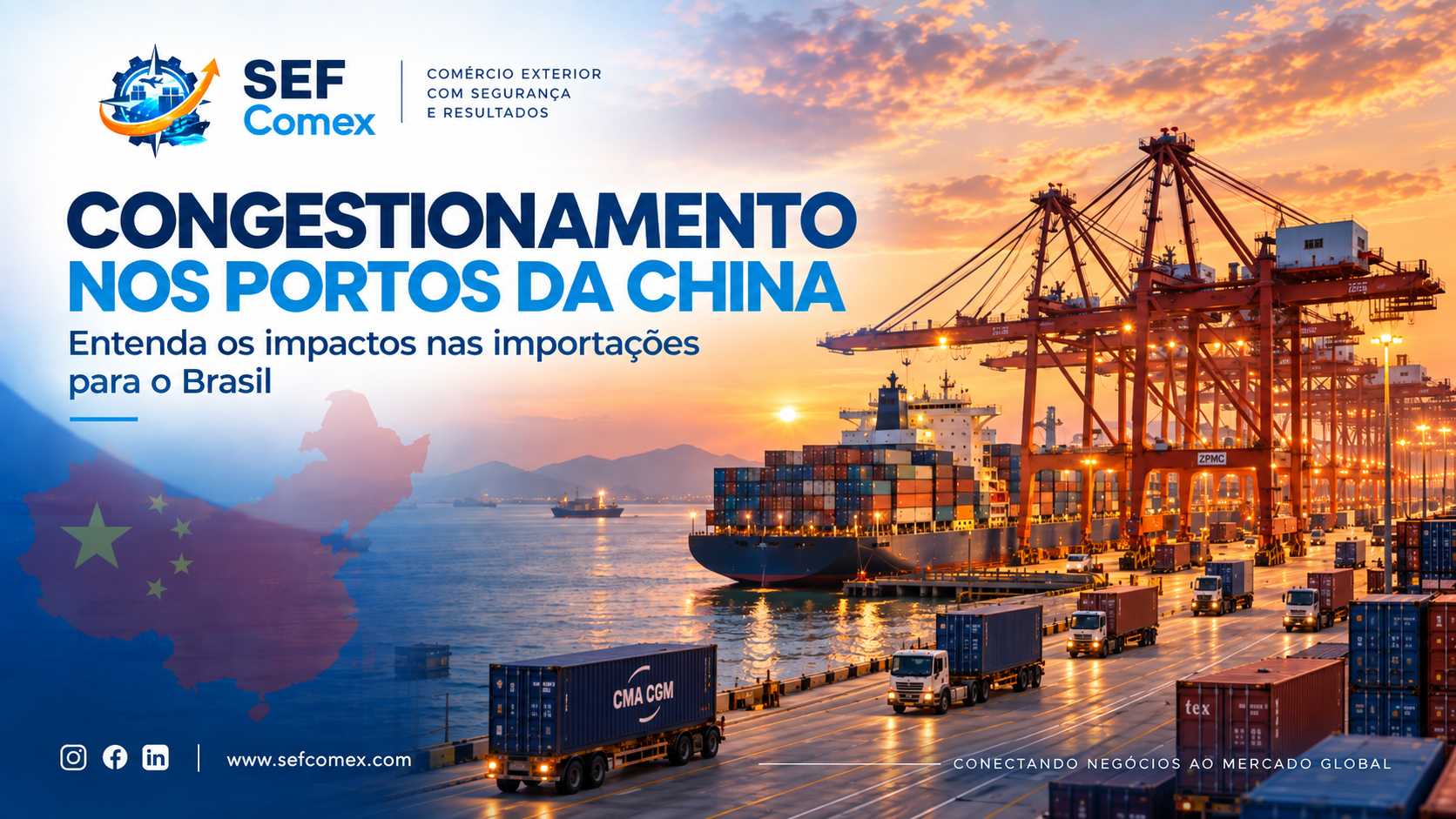 Congestionamento nos portos da China e impactos nas importações para o Brasil